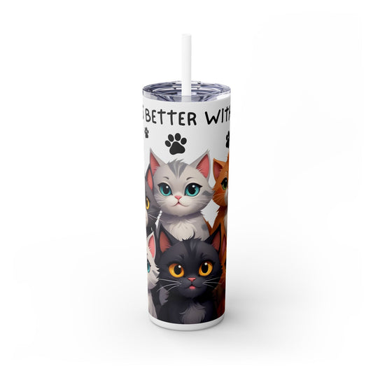 Positive Cats - SleekSip Skinny 20oz Tumbler with Straw