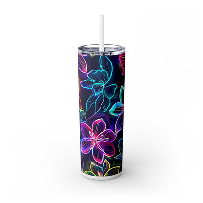 Neon Flowers - SleekSip Skinny 20oz Tumbler with Straw