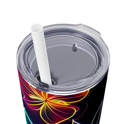 Neon Flowers - SleekSip Skinny 20oz Tumbler with Straw