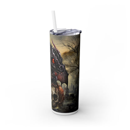 Dragon Sitting On A Skull - SleekSip Skinny 20oz Tumbler with Straw