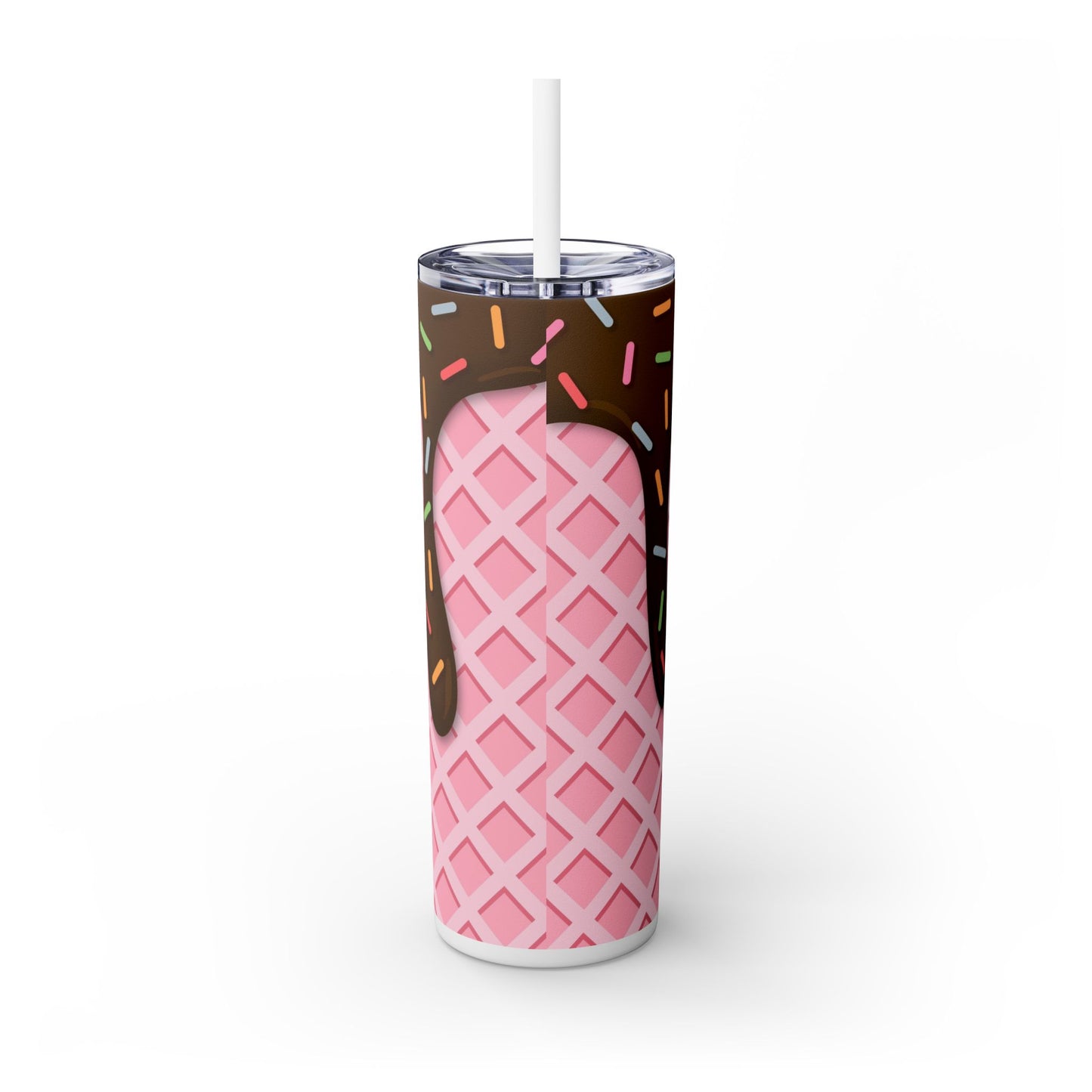 Dripping Ice Cream Waffle Cone - SleekSip Skinny 20oz Tumbler with Straw