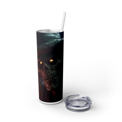 Scary Ghost Skeleton - SleekSip Skinny 20oz Tumbler with Straw