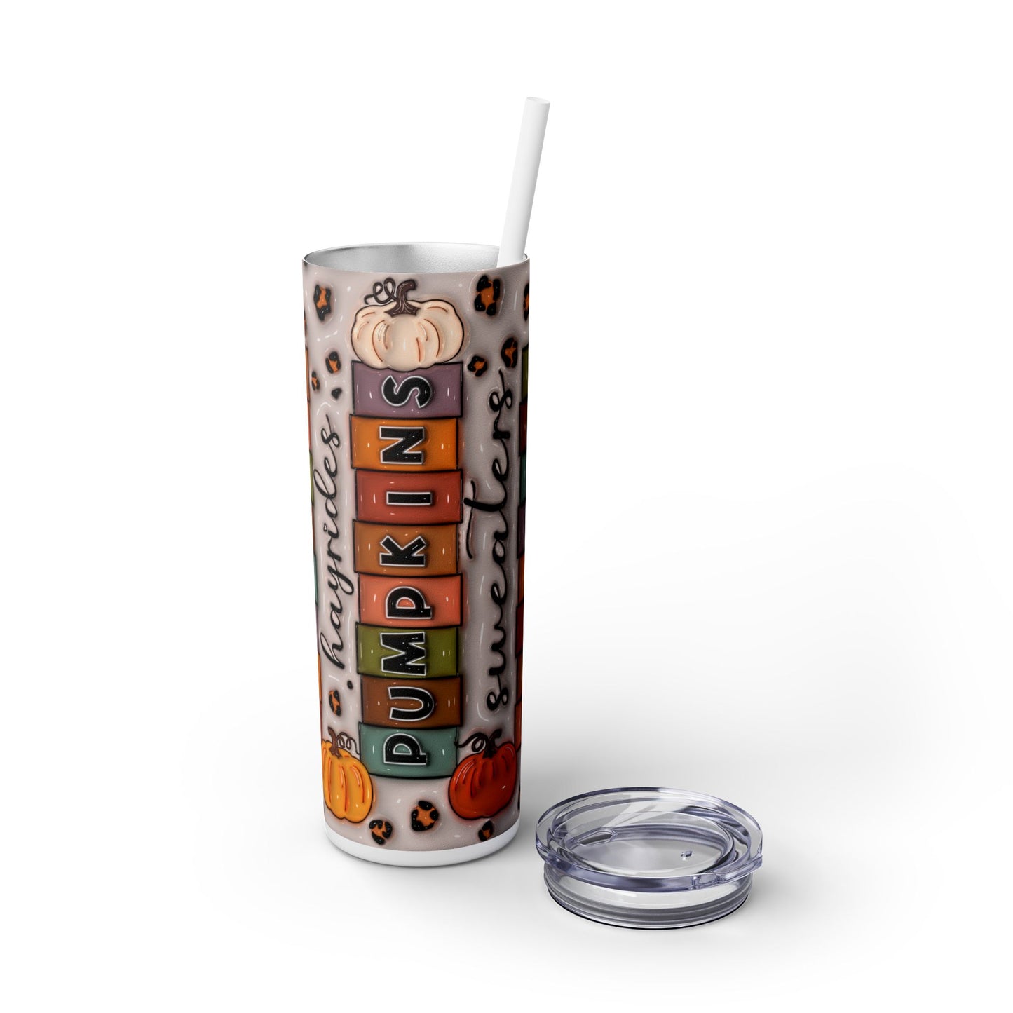 3D Inflated Fall Season - SleekSip Skinny 20oz Tumbler with Straw