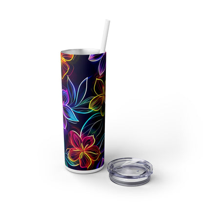 Neon Flowers - SleekSip Skinny 20oz Tumbler with Straw