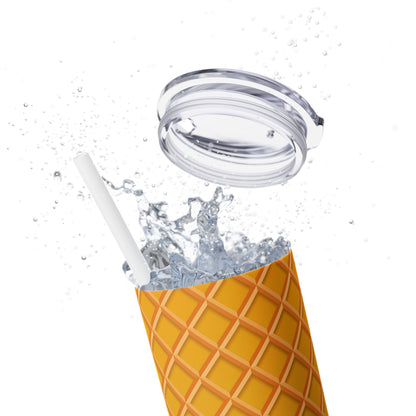 Dripping Ice Cream Waffle Cone - SleekSip Skinny 20oz Tumbler with Straw