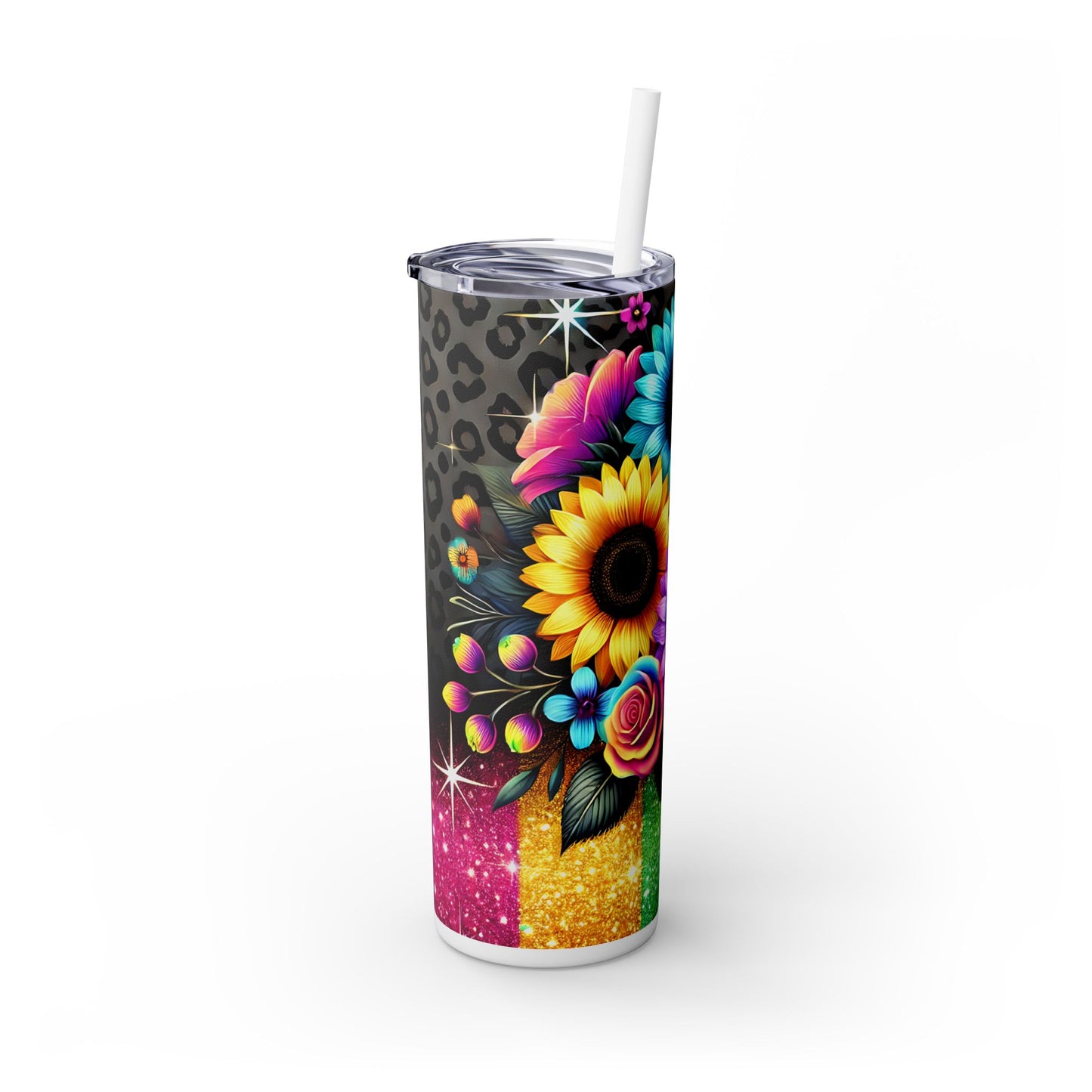 Colorful Bright Flowers - SleekSip Skinny 20oz Tumbler with Straw