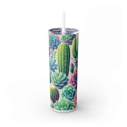 Cactus Flowers - SleekSip Skinny 20oz Tumbler with Straw