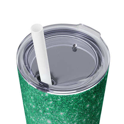 Dark Green Sparkles - SleekSip Skinny 20oz Tumbler with Straw