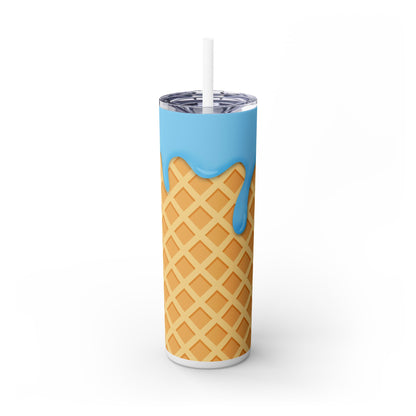 Dripping Ice Cream Waffle Cone - SleekSip Skinny 20oz Tumbler with Straw