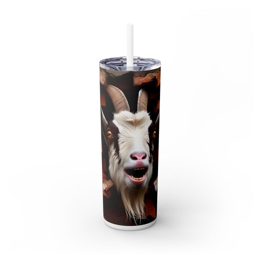 Goat Smashing Through Fence - SleekSip Skinny 20oz Tumbler with Straw