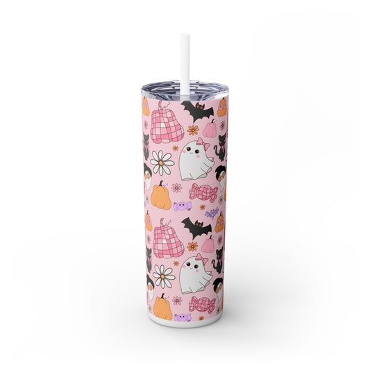 Cute Halloween Ghost - SleekSip Skinny 20oz Tumbler with Straw