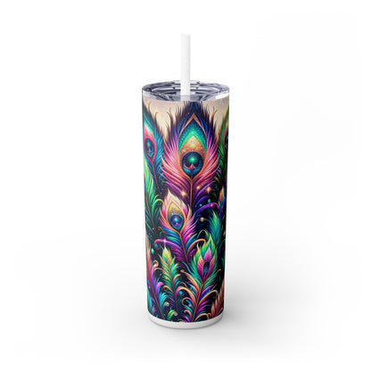 Beautiful Peacock - SleekSip Skinny 20oz Tumbler with Straw