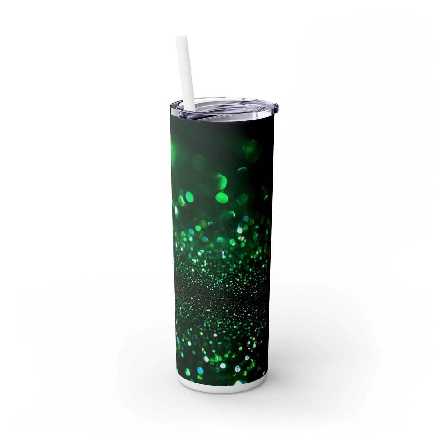 Green Sparkles - SleekSip Skinny 20oz Tumbler with Straw