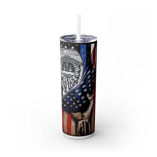 Police American Flag - SleekSip Skinny 20oz Tumbler with Straw