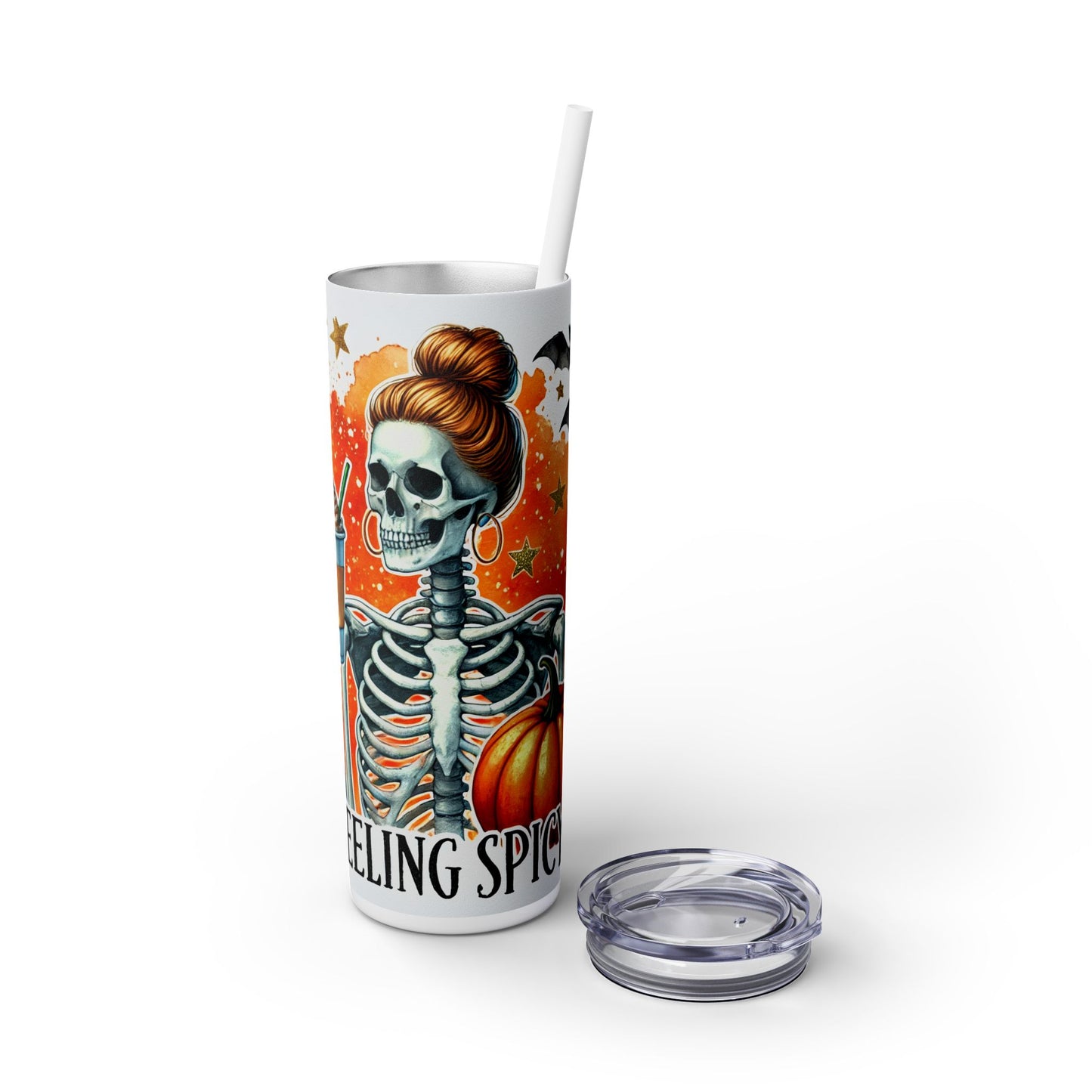 Fall Feeling Spicy Skeleton - SleekSip Skinny 20oz Tumbler with Straw