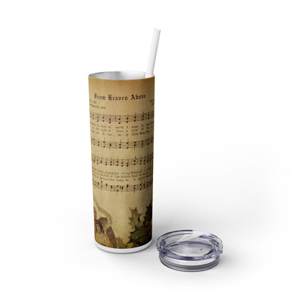 Christmas Music Notes with Red Sparkles - SleekSip Skinny 20oz Tumbler with Straw