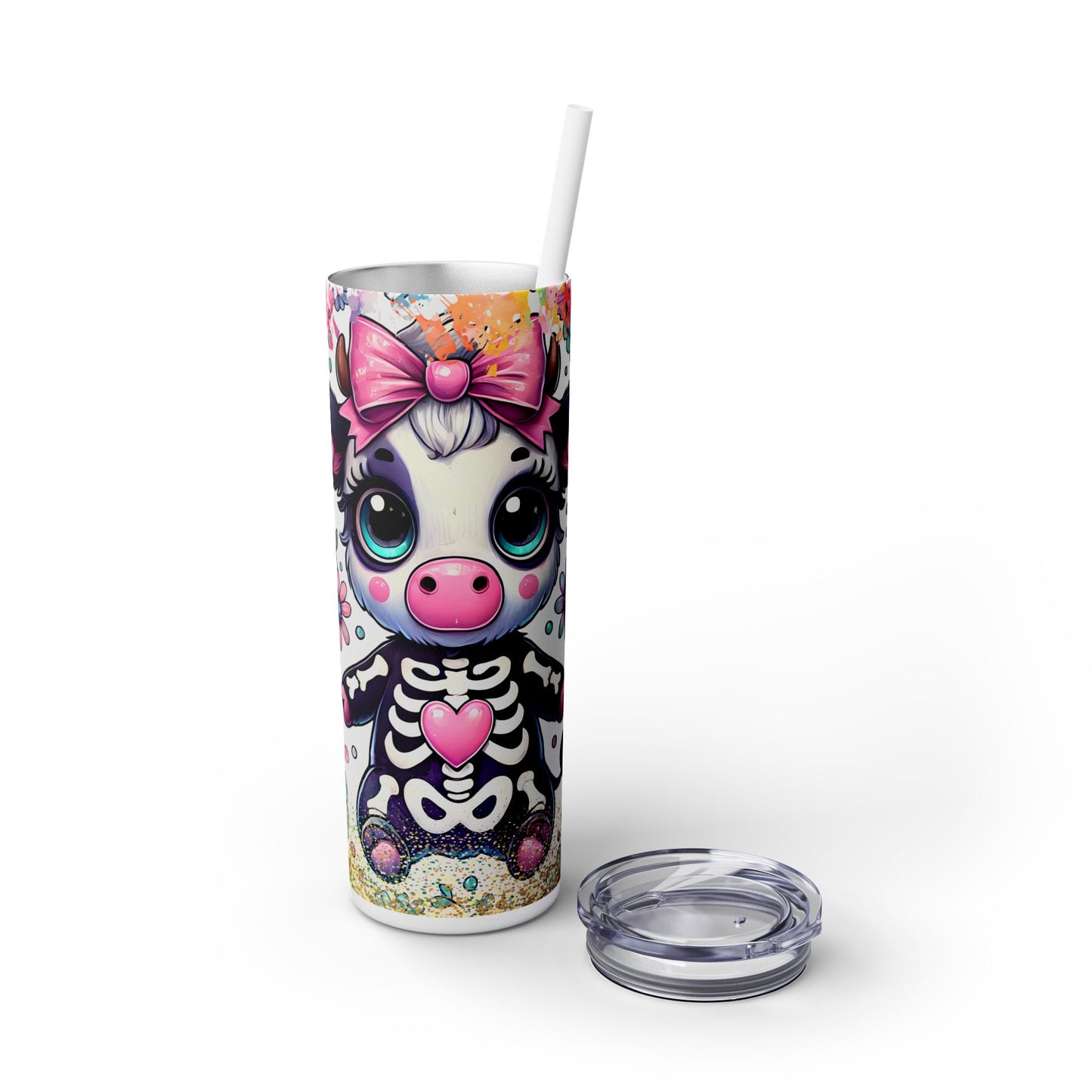 Spooky Halloween Cow - SleekSip Skinny 20oz Tumbler with Straw