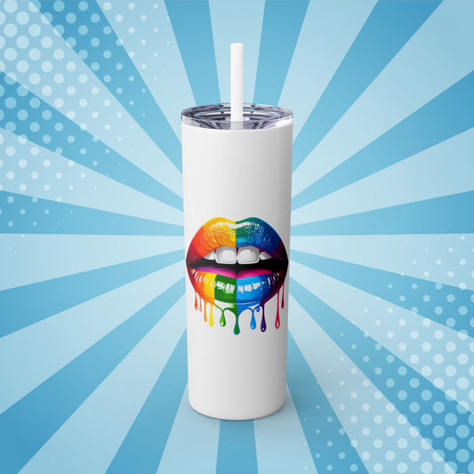 Rainbow Drip Lips Skinny Tumbler – 20oz