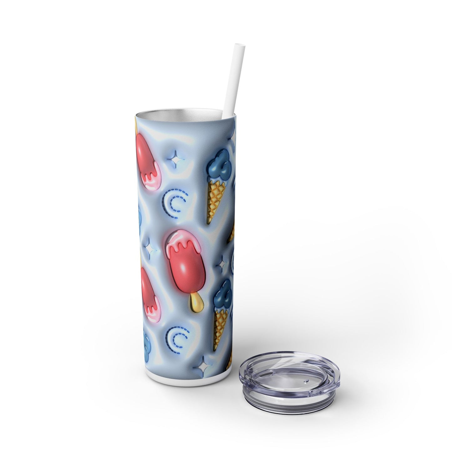 3D Inflated Ice Cream - SleekSip Skinny 20oz Tumbler with Straw