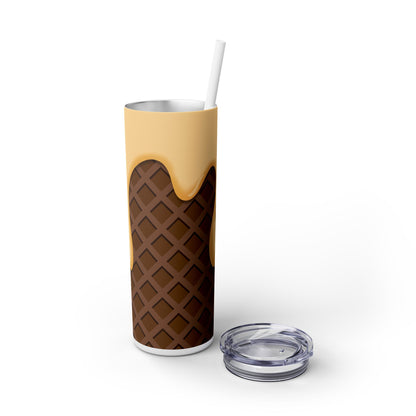 Dripping Ice Cream Waffle Cone - SleekSip Skinny 20oz Tumbler with Straw