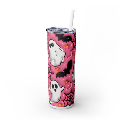 3D Inflated Pink Ghosts - SleekSip Skinny 20oz Tumbler with Straw