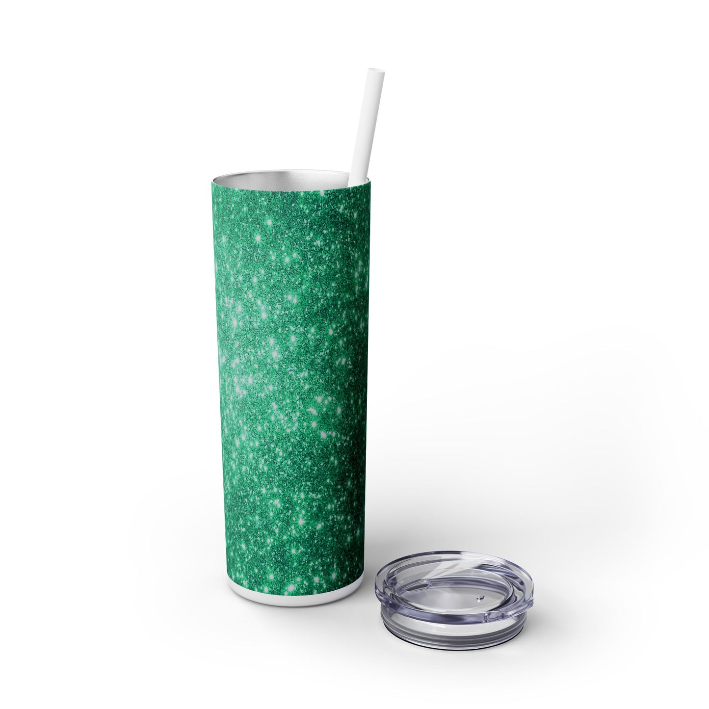 Dark Green Sparkles - SleekSip Skinny 20oz Tumbler with Straw