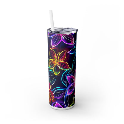 Neon Flowers - SleekSip Skinny 20oz Tumbler with Straw