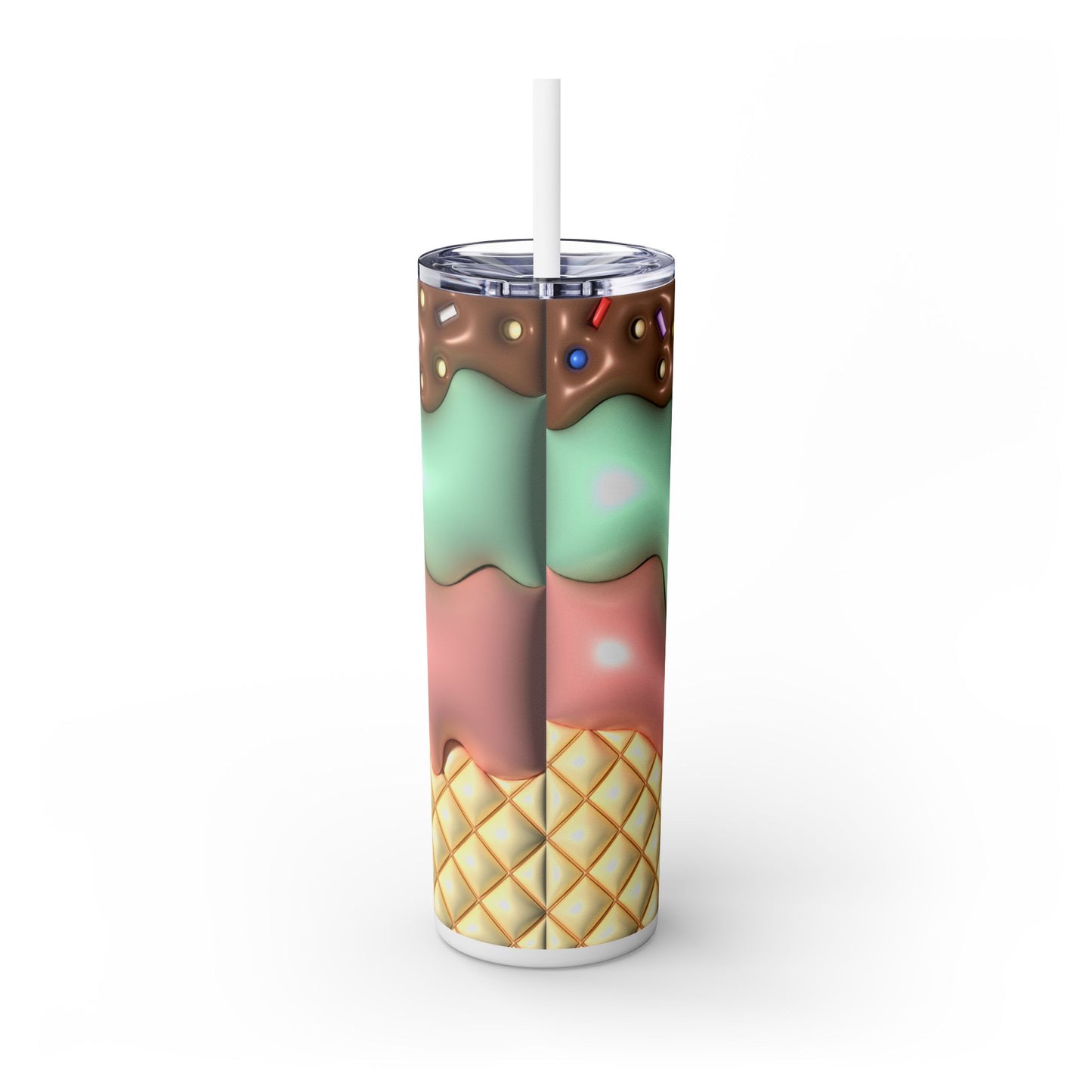 3D Inflated Ice Cream - SleekSip Skinny 20oz Tumbler with Straw