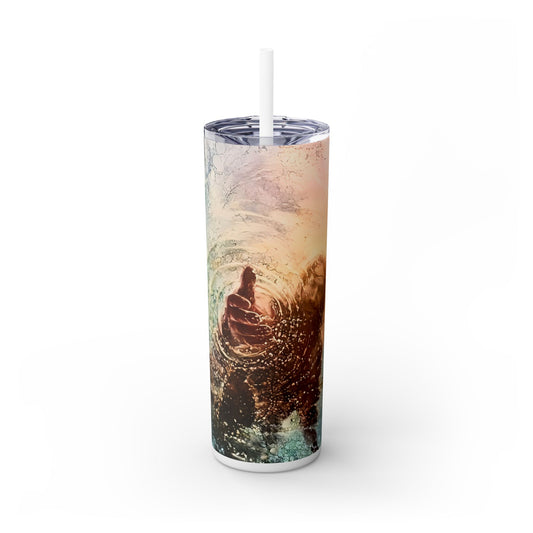 Jesus Christ grab my hand - SleekSip Skinny 20oz Tumbler with Straw