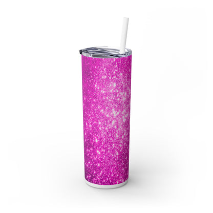 Hot Pink Sparkles - SleekSip Skinny 20oz Tumbler with Straw