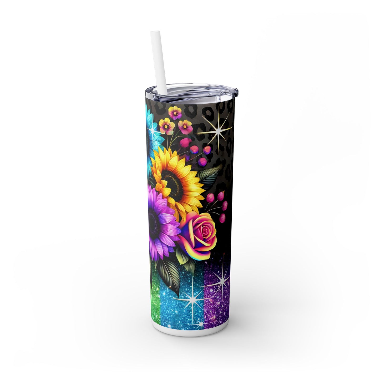 Colorful Bright Flowers - SleekSip Skinny 20oz Tumbler with Straw