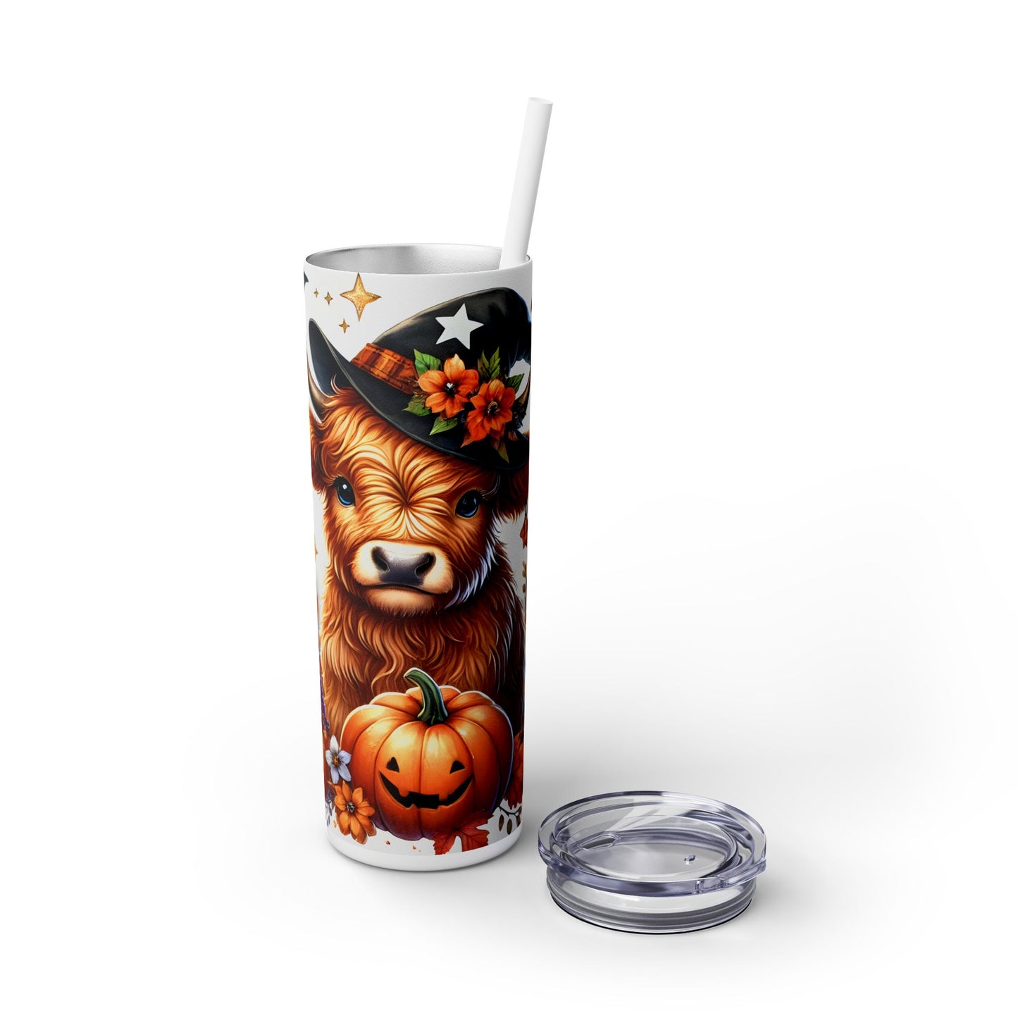 Cute Halloween Cow - SleekSip Skinny 20oz Tumbler with Straw