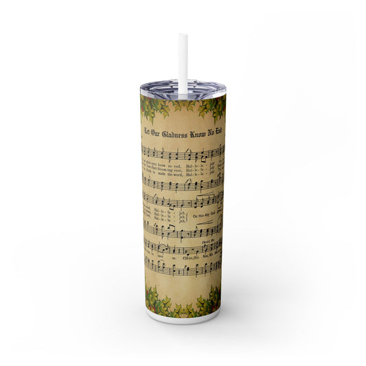 Christmas Music Notes with Red Sparkles - SleekSip Skinny 20oz Tumbler with Straw