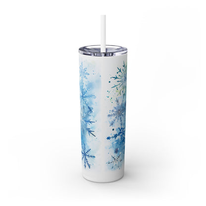 Blue Snowflakes - SleekSip Skinny 20oz Tumbler with Straw