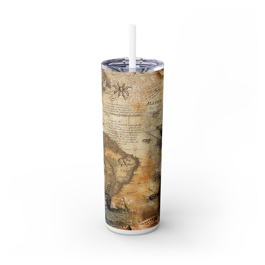 Watercolor Old Pirate Ships - SleekSip Skinny 20oz Tumbler with Straw