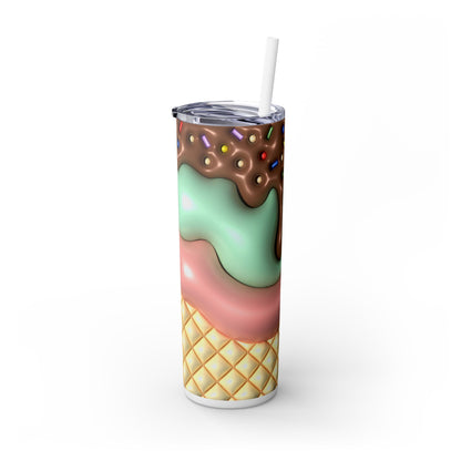 3D Inflated Ice Cream - SleekSip Skinny 20oz Tumbler with Straw