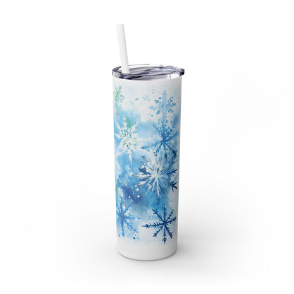 Blue Snowflakes - SleekSip Skinny 20oz Tumbler with Straw