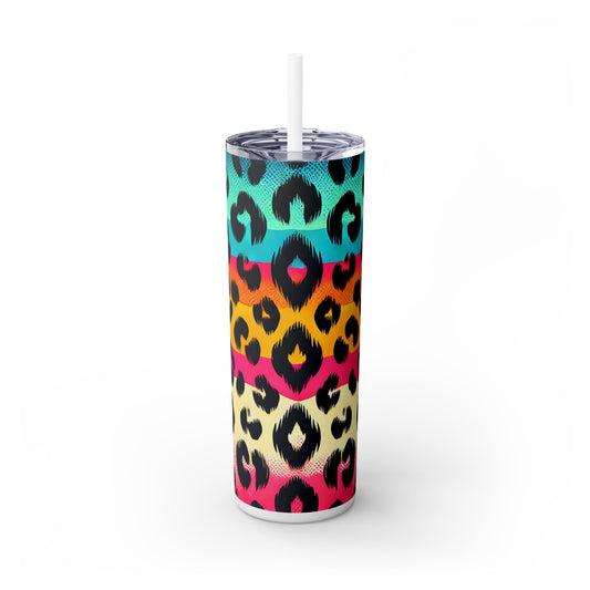 Colorful Animal Print - SleekSip Skinny 20oz Tumbler with Straw