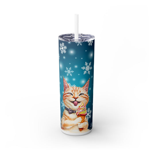 Happy Cat with Ice Cream Tumbler - Sip in Style with a Cool Kitty Twist