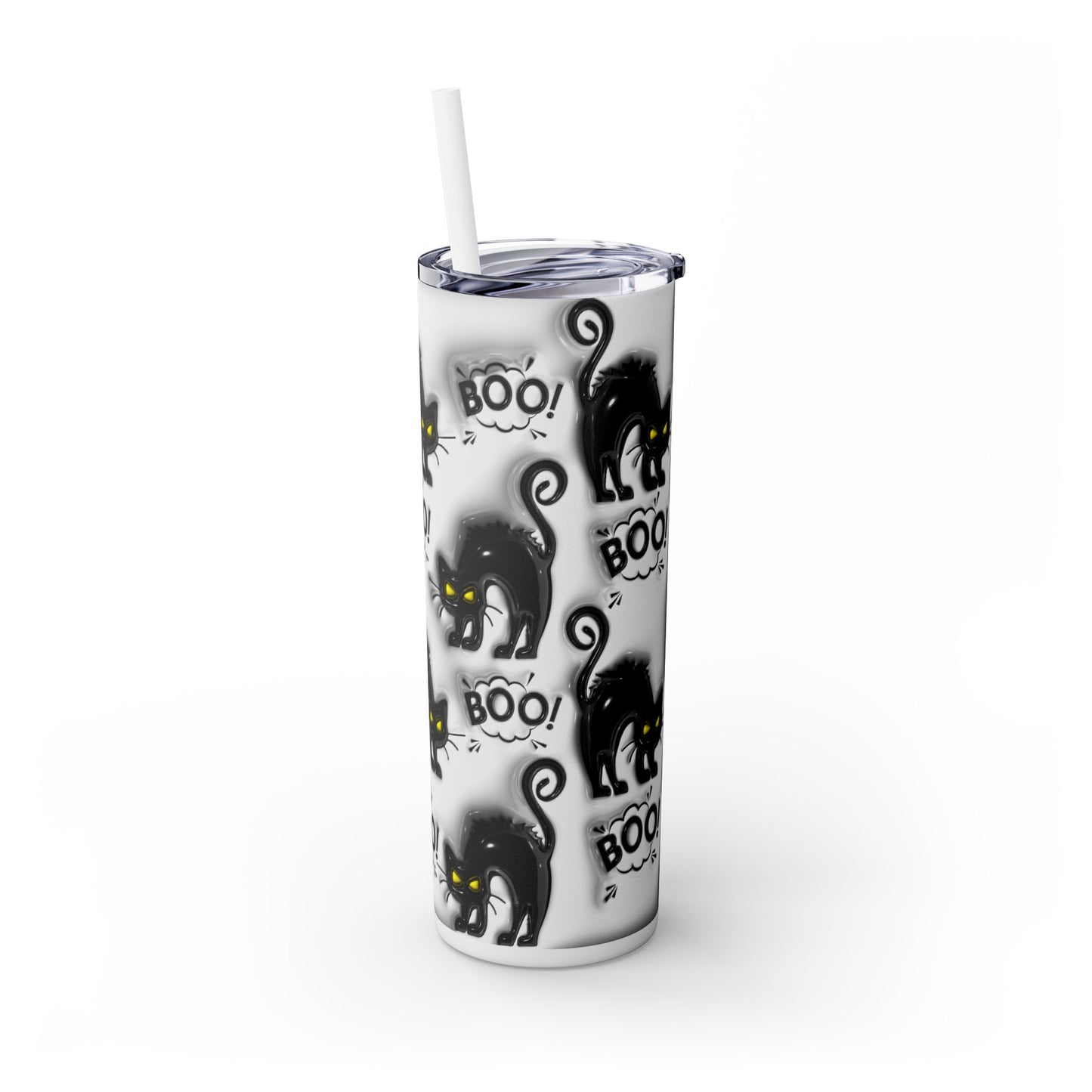 3D Inflated Halloween Cat - SleekSip Skinny 20oz Tumbler with Straw