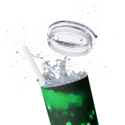 Green Sparkles - SleekSip Skinny 20oz Tumbler with Straw