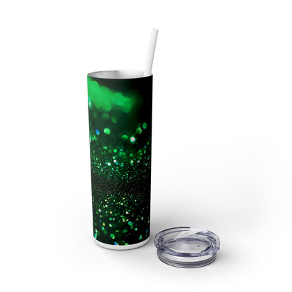 Green Sparkles - SleekSip Skinny 20oz Tumbler with Straw