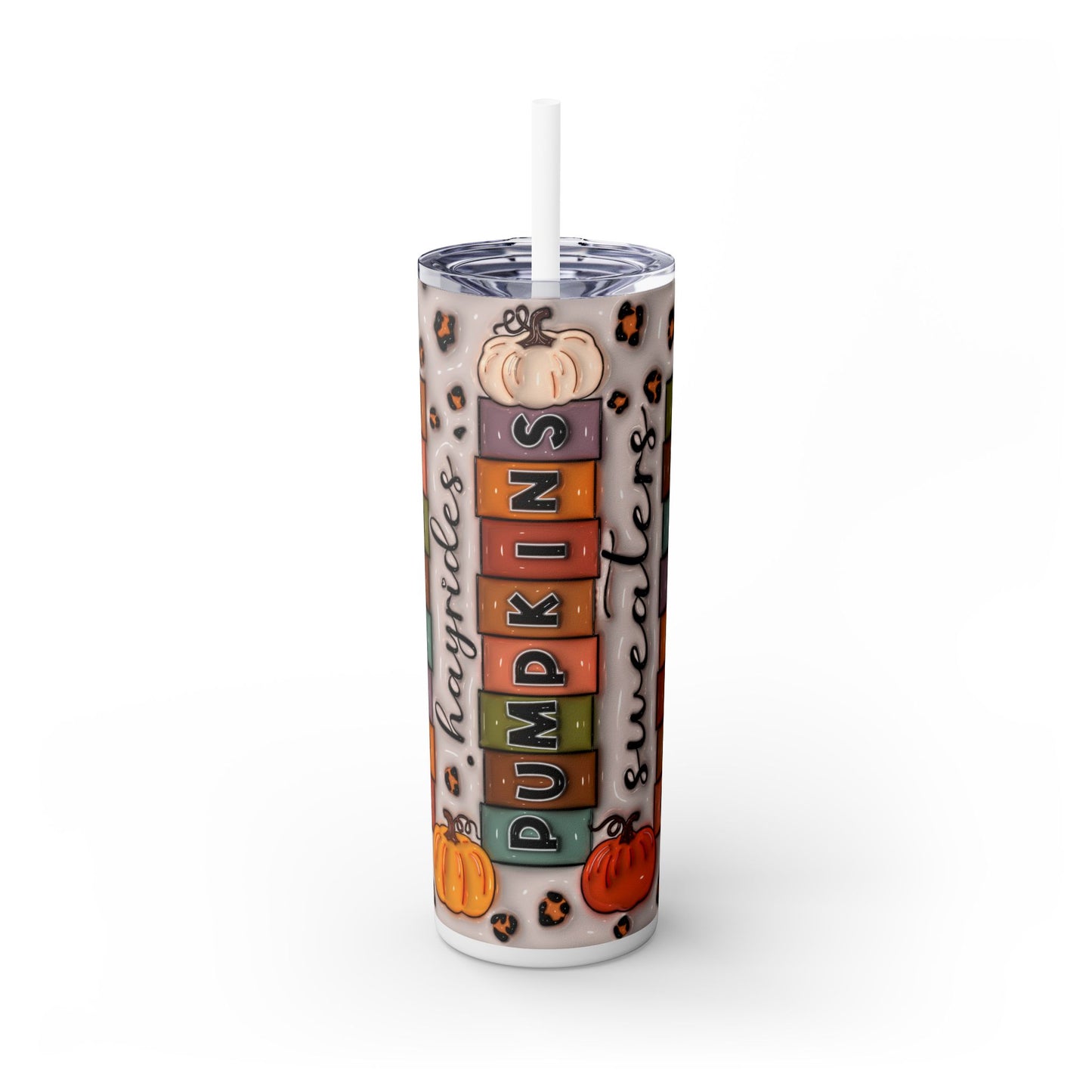 3D Inflated Fall Season - SleekSip Skinny 20oz Tumbler with Straw