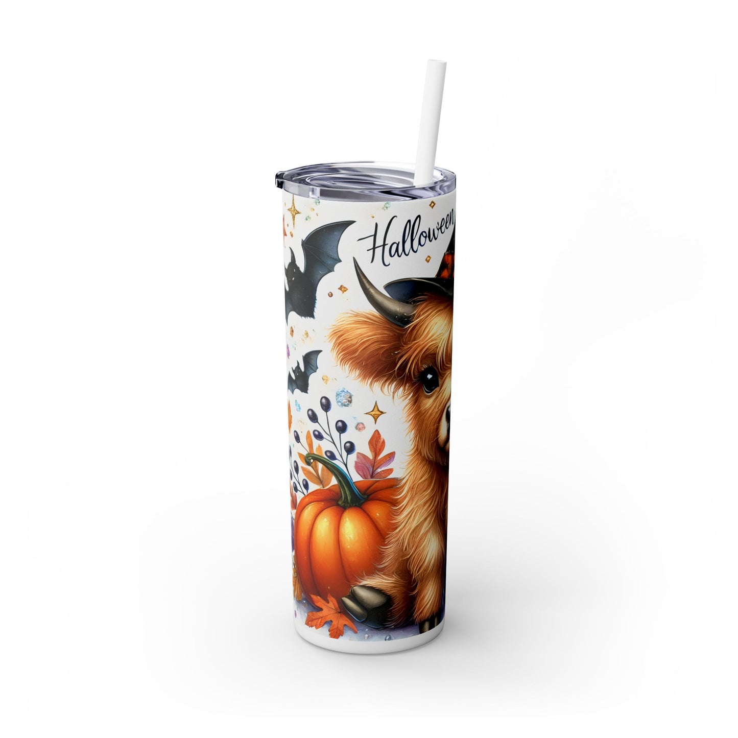 Cute Halloween Cow - SleekSip Skinny 20oz Tumbler with Straw