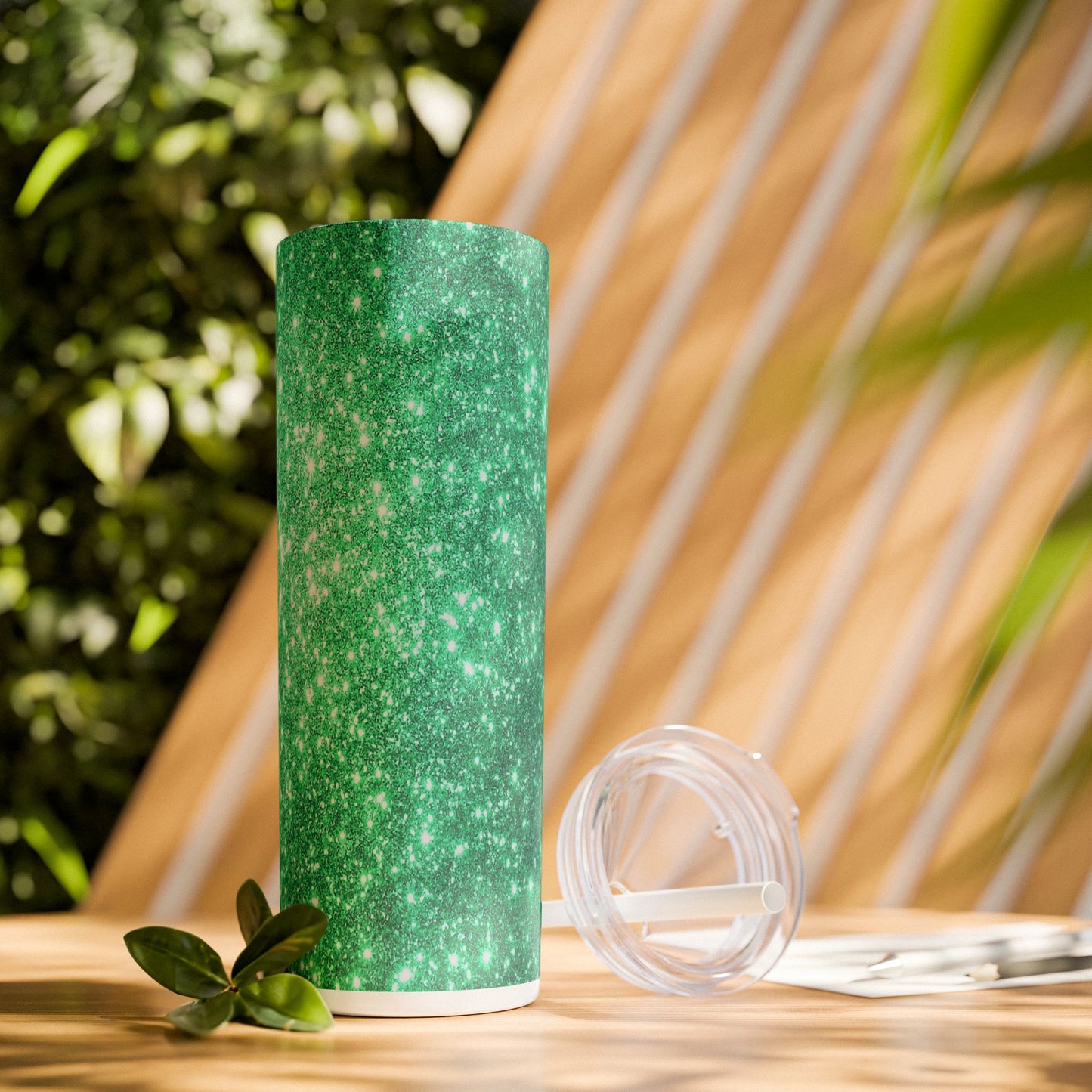 Dark Green Sparkles - SleekSip Skinny 20oz Tumbler with Straw