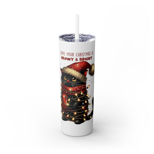 Christmas Cat - SleekSip Skinny 20oz Tumbler with Straw