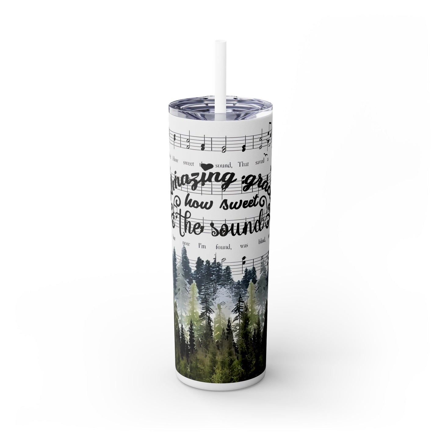 Amazing Grace Music Notes - SleekSip Skinny 20oz Tumbler with Straw