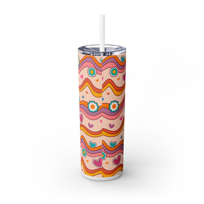 Hearts 70s Retro - SleekSip Skinny 20oz Tumbler with Straw