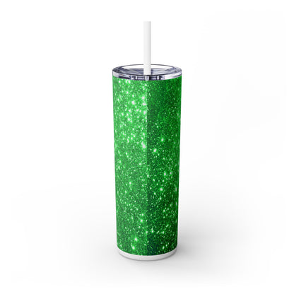 Green Sparkles - SleekSip Skinny 20oz Tumbler with Straw