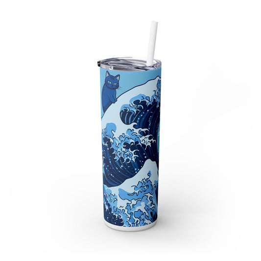 Blue Cat Surfing - SleekSip Skinny 20oz Tumbler with Straw